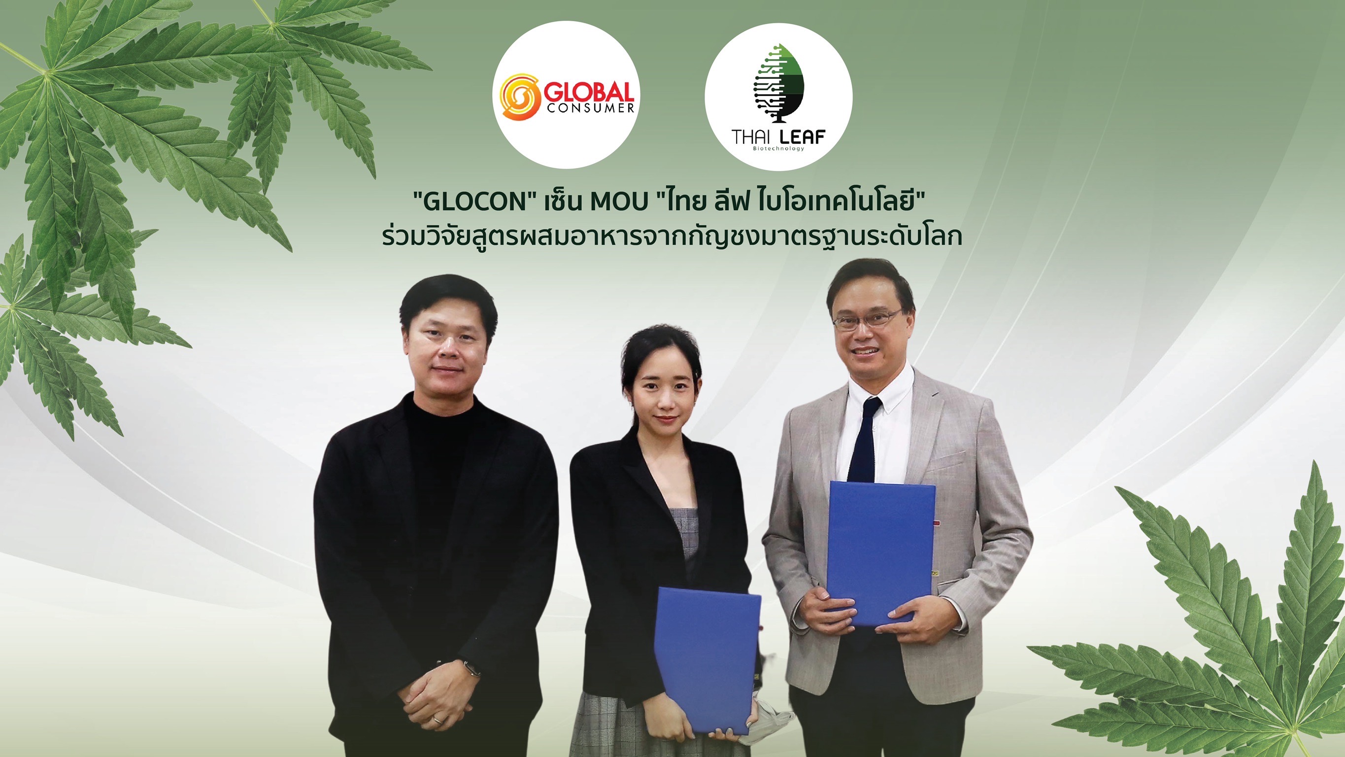 GLOCON ผนึก THAI LEAF ร่วมวิจัยอาหารผสมกัญชงมาตรฐานระดับโลก