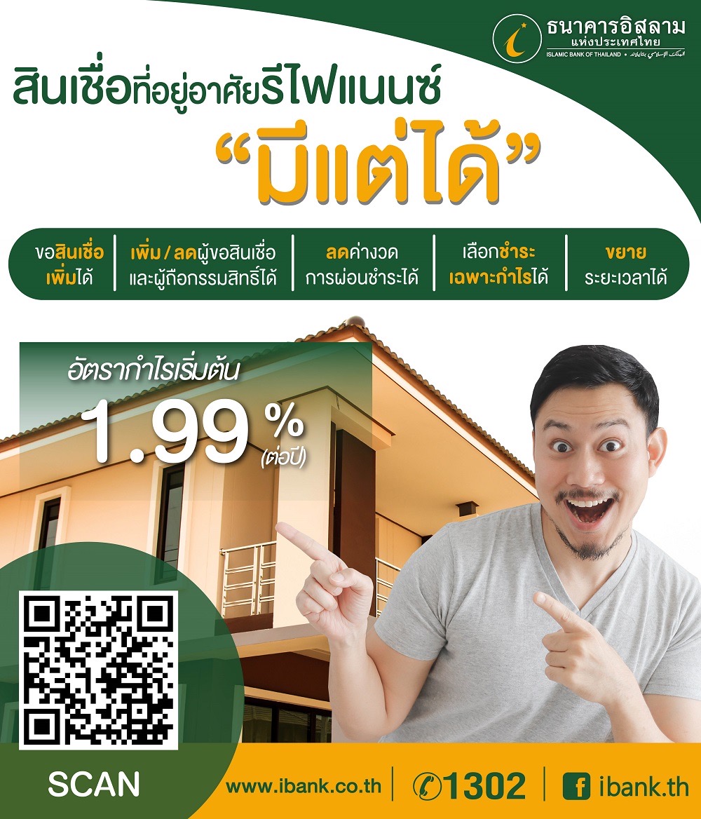 ไอแบงก์ ปล่อยโปรเด็ด รีไฟแนนซ์ “มีแต่ได้” ดอกเบี้ยเริ่มต้น 1.99%