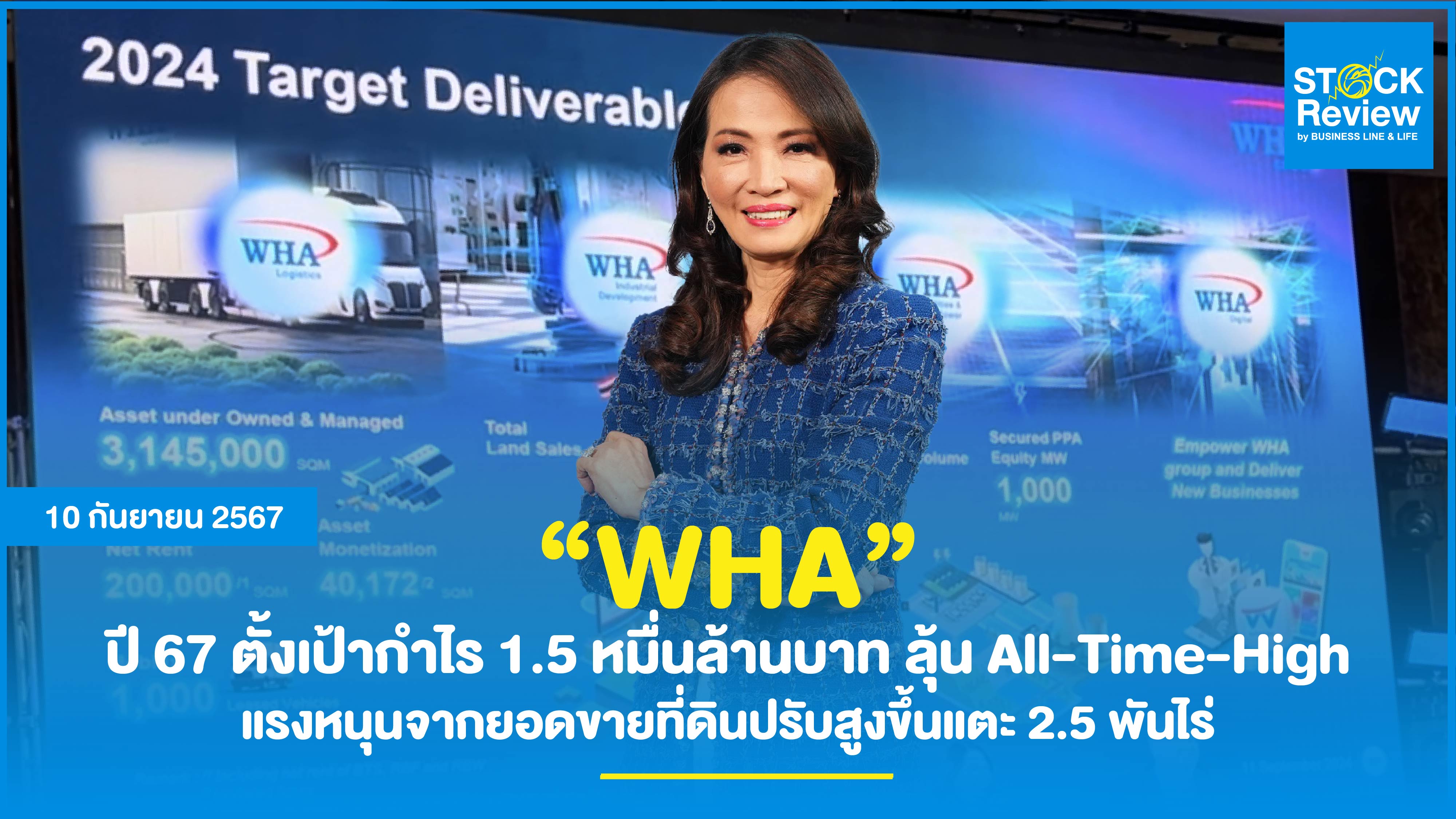 WHA ปี 67 ตั้งเป้ากำไร 1.5 หมื่นล้านบาท ลุ้น All Time High