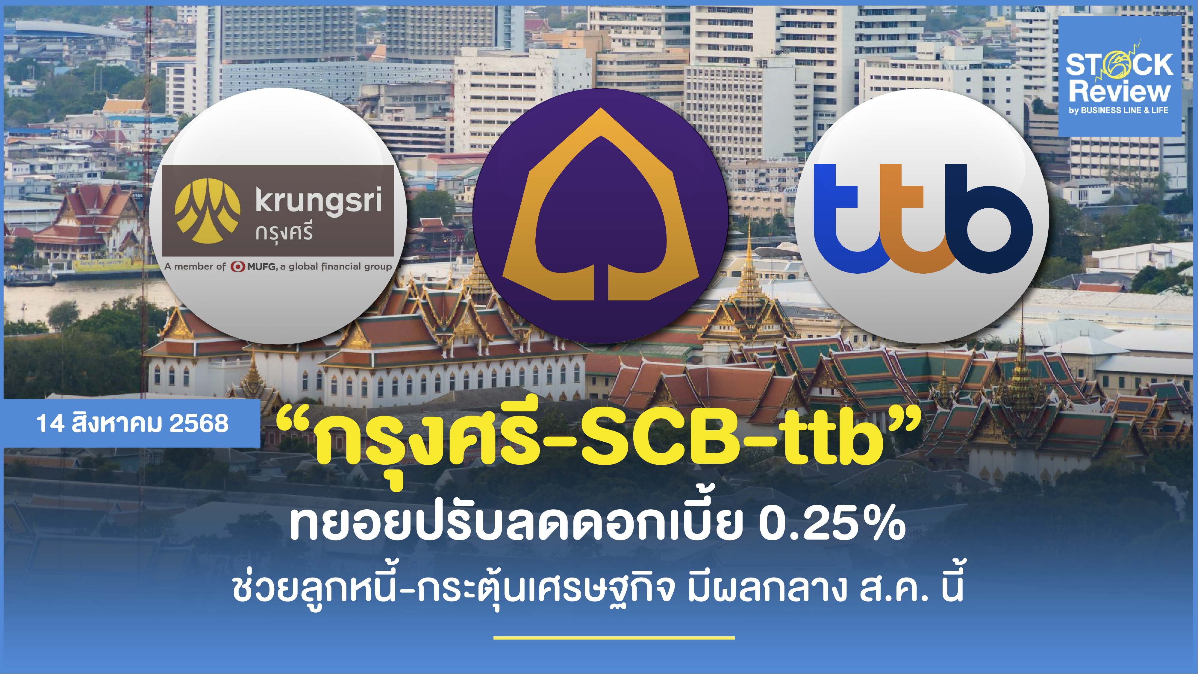 กรุงศรี-SCB-ttb ทยอยลดดอกเบี้ยเงินกู้ 0.25%