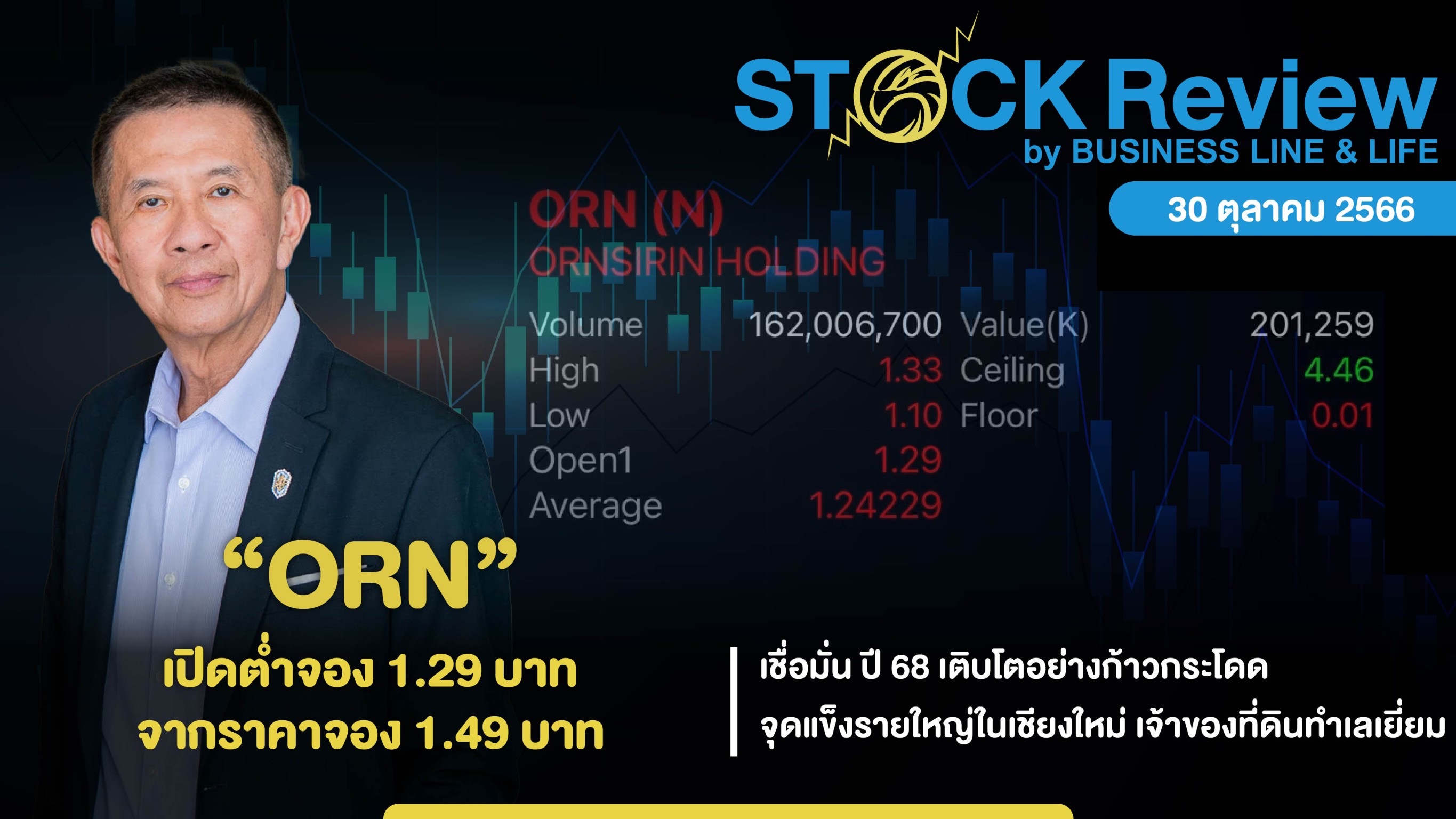 “ORN” เปิดต่ำจองที่ 1.29 บาท จากราคาจอง 1.49 บาท