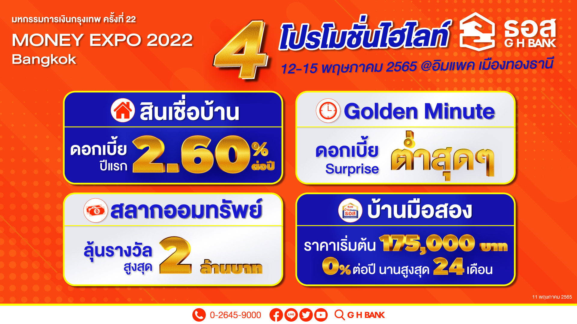 ธอส. จัด 4 โปรแรง สินเชื่อบ้านดอกเบี้ยปีแรกเพียง 2.60% ต่อปี งาน Money Expo 2022