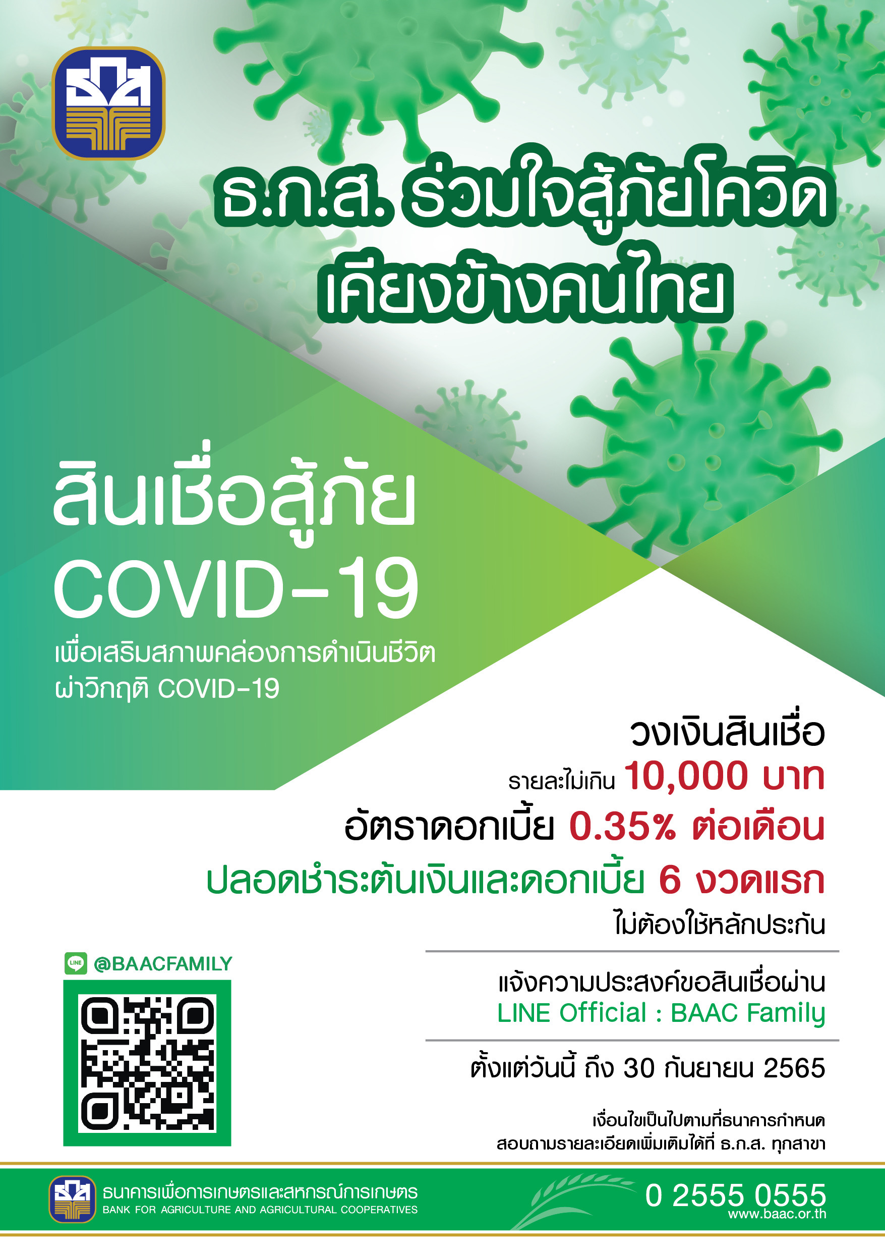 ธ.ก.ส. เติม 10,000 ล้านบาท เสริมสภาพคล่องเกษตรกรผ่านสินเชื่อสู้ภัย COVID-19