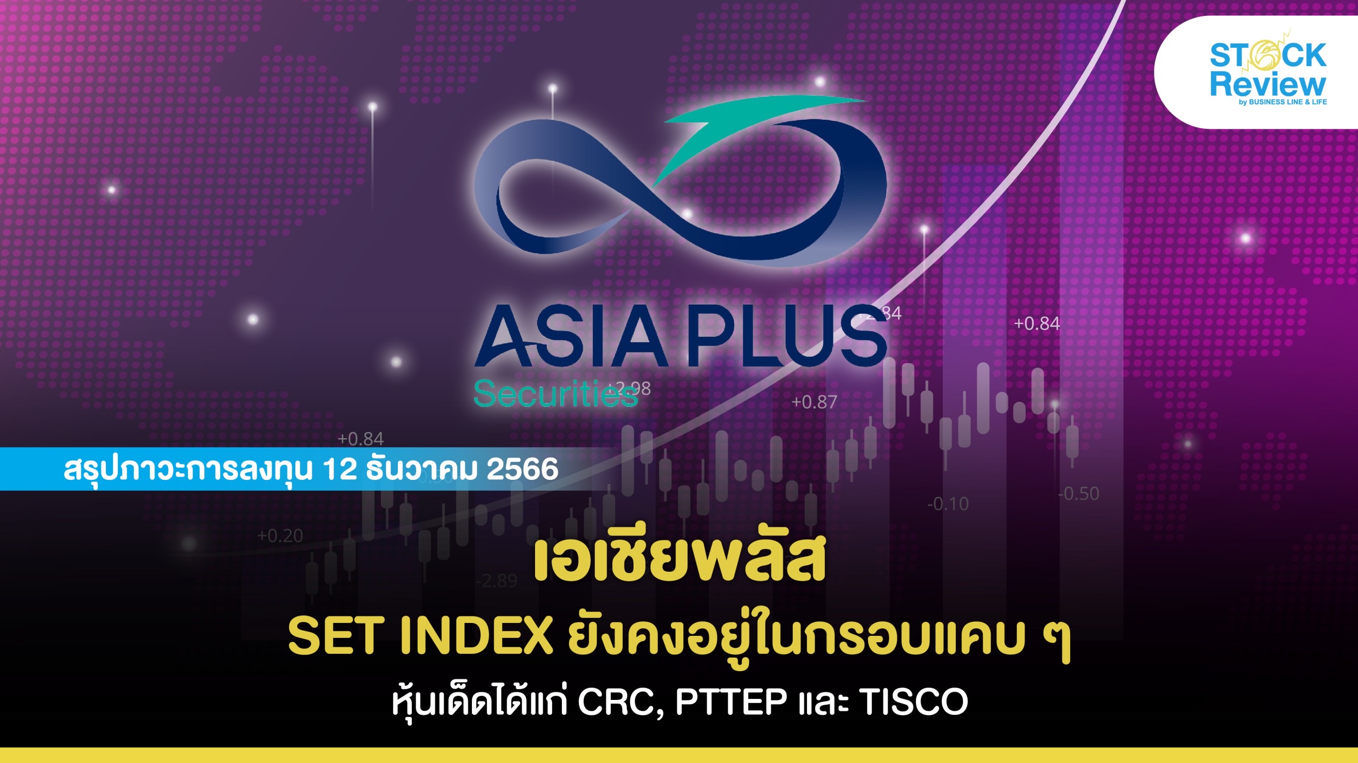 เอเชียพลัส SET INDEX ยังคงอยู่ในกรอบแคบ ๆ หุ้นเด็ดได้แก่ CRC, PTTEP และ TISCO