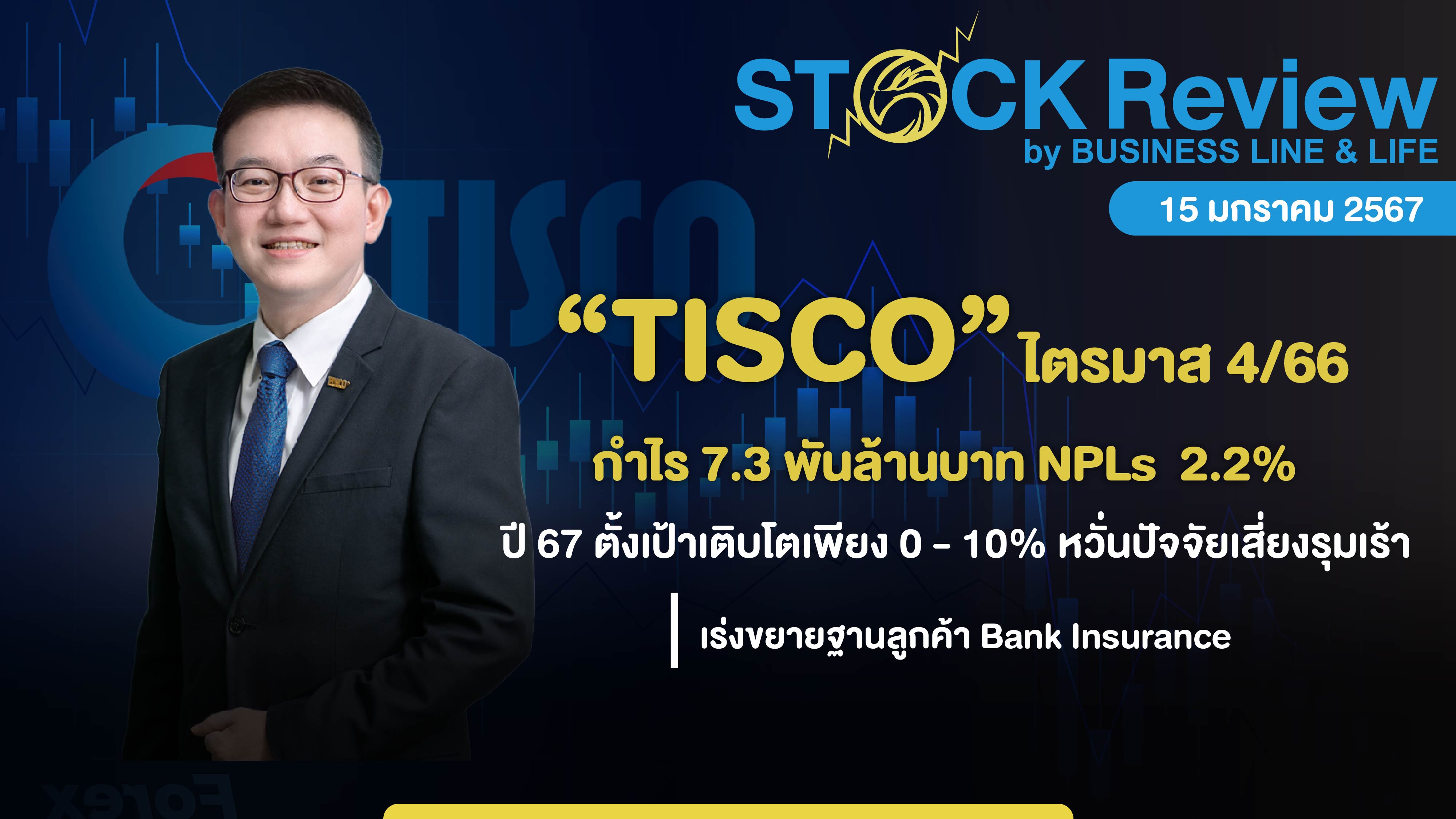 TISCO ไตรมาส 4/66 กำไร 7.3 พันล้านบาท NPLs  2.2% ปี 67 ตั้งเป้าเติบโตเพียง 0 - 10%