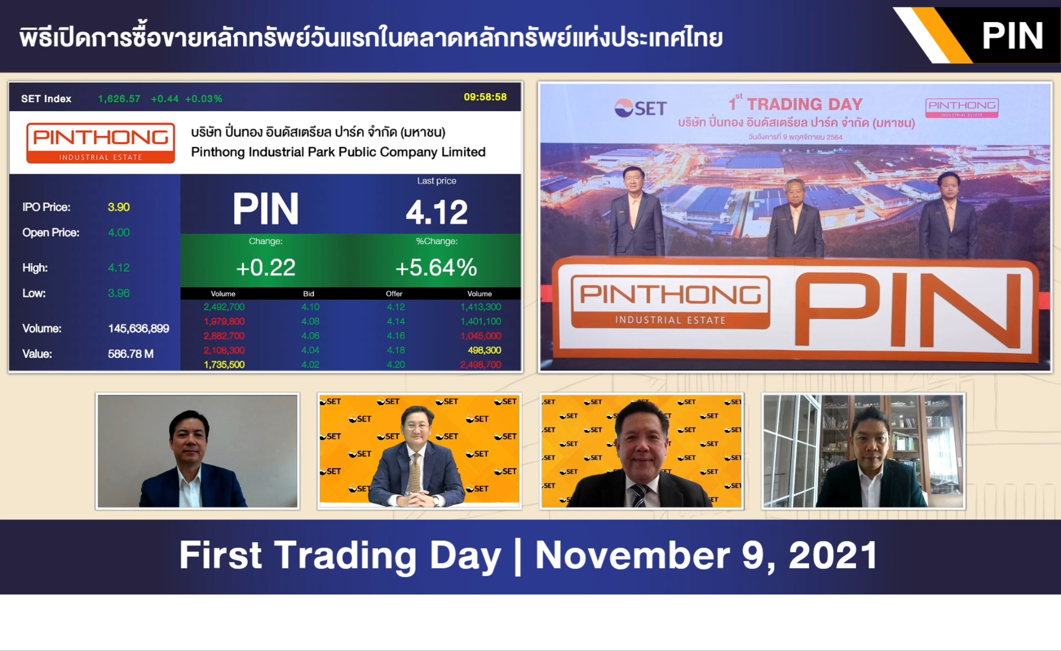 PIN เริ่มซื้อขายในตลาดหลักทรัพย์ฯ วันแรก