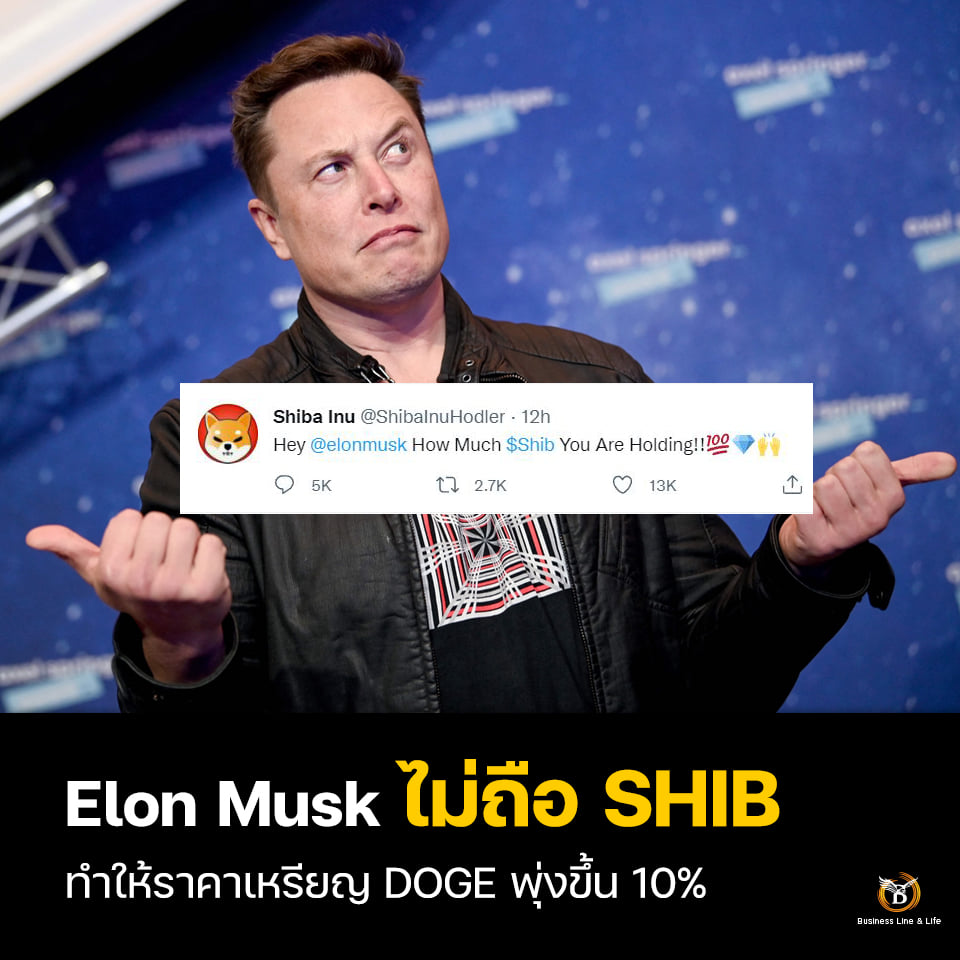 Elon Musk ไม่ได้ถือ Shiba Inu ส่งผลให้ Dogecoin พุ่งขึ้นถึง 10%