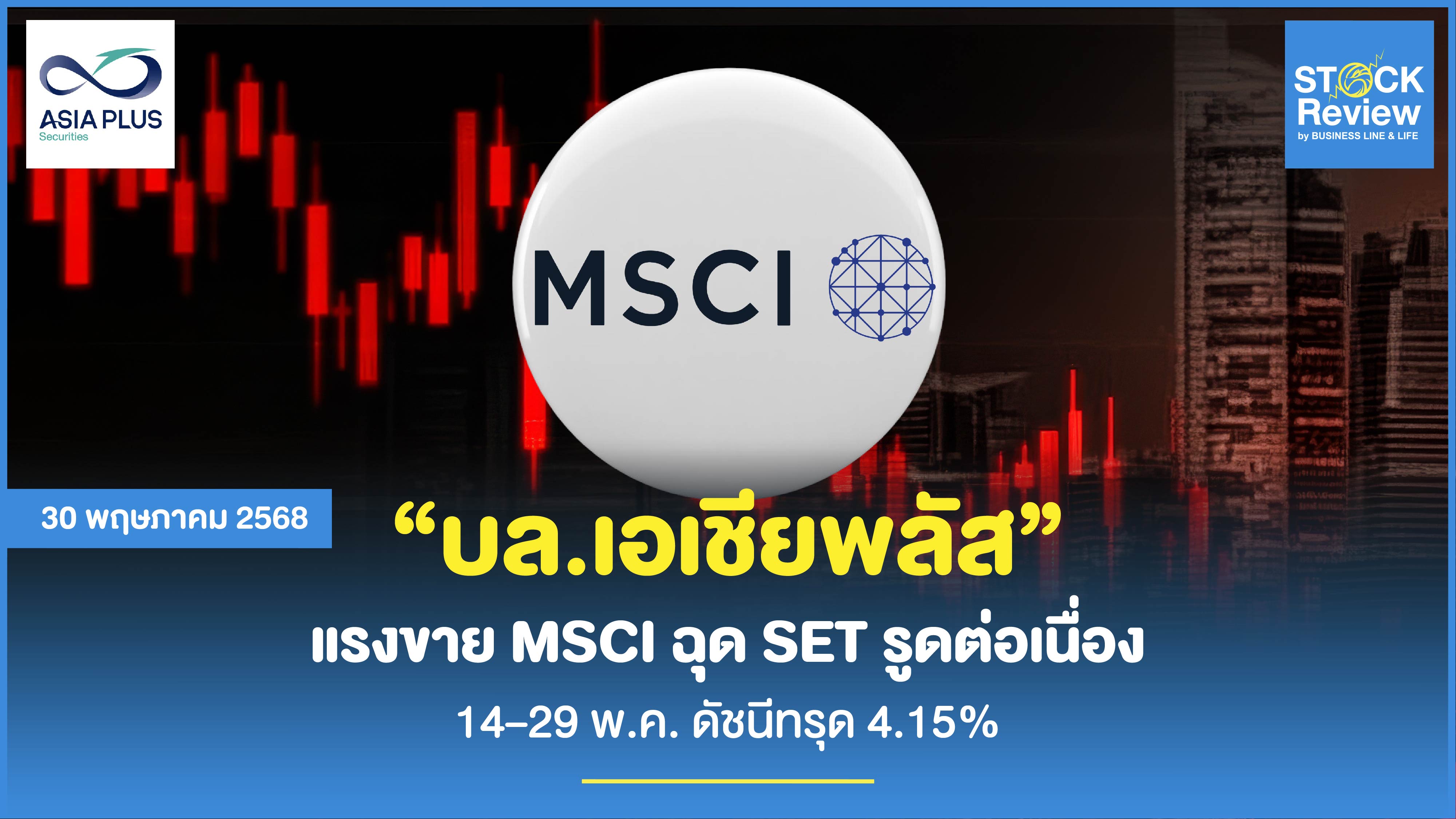บล.เอเชียพลัส แรงขาย MSCI ฉุด SET รูดต่อเนื่อง ดัชนีทรุด 4.15%