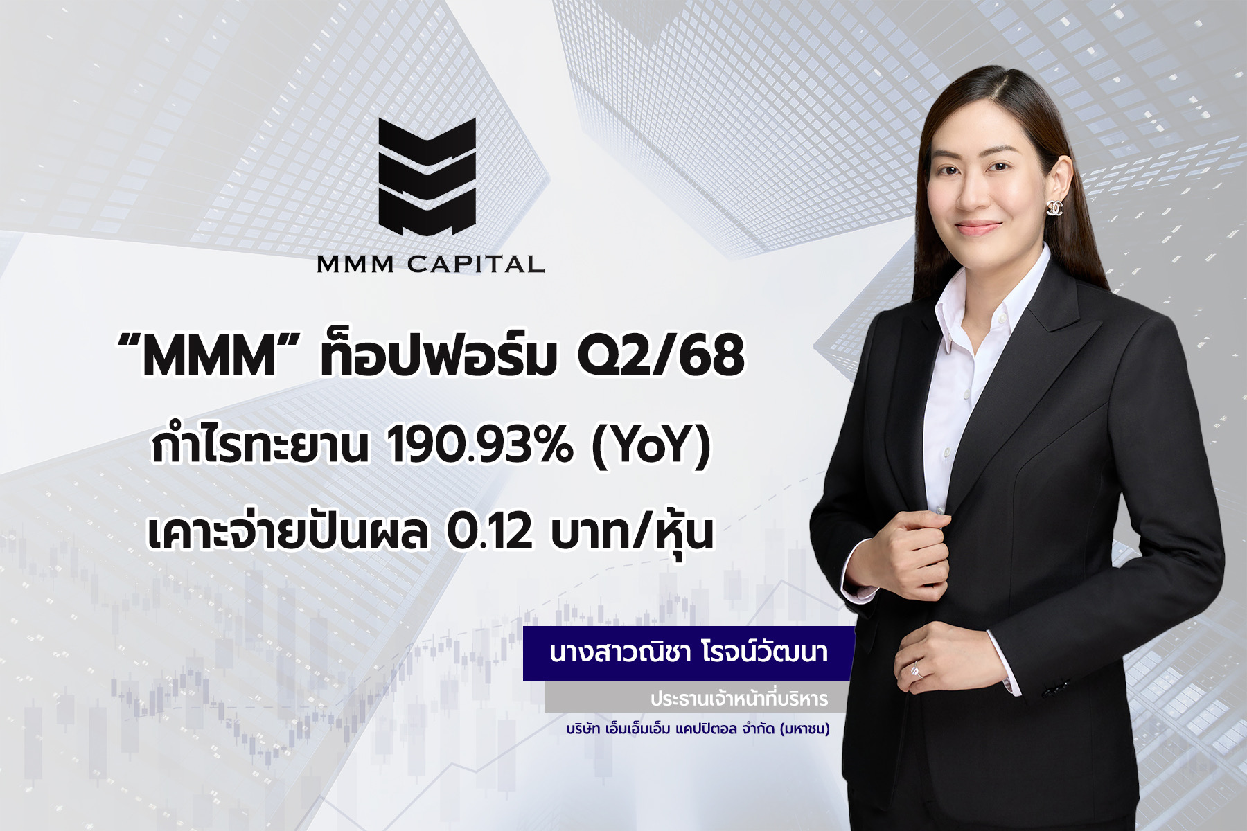 “MMM” ท็อปฟอร์ม Q2/68 กำไรทะยาน 190.93% (YoY) จ่ายปันผลติดจรวด 6 ไตรมาส ล่าสุดเคาะจ่าย 0.12 บาท/หุ้น