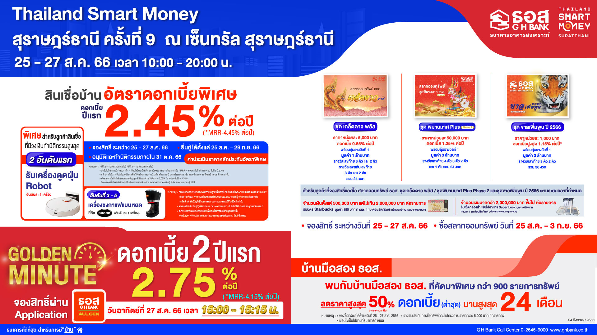 ธอส. จัดโปรโมชันสินเชื่อบ้านดอกเบี้ยต่ำในงาน Thailand Smart Money สุราษฎร์ธานี ครั้งที่ 9