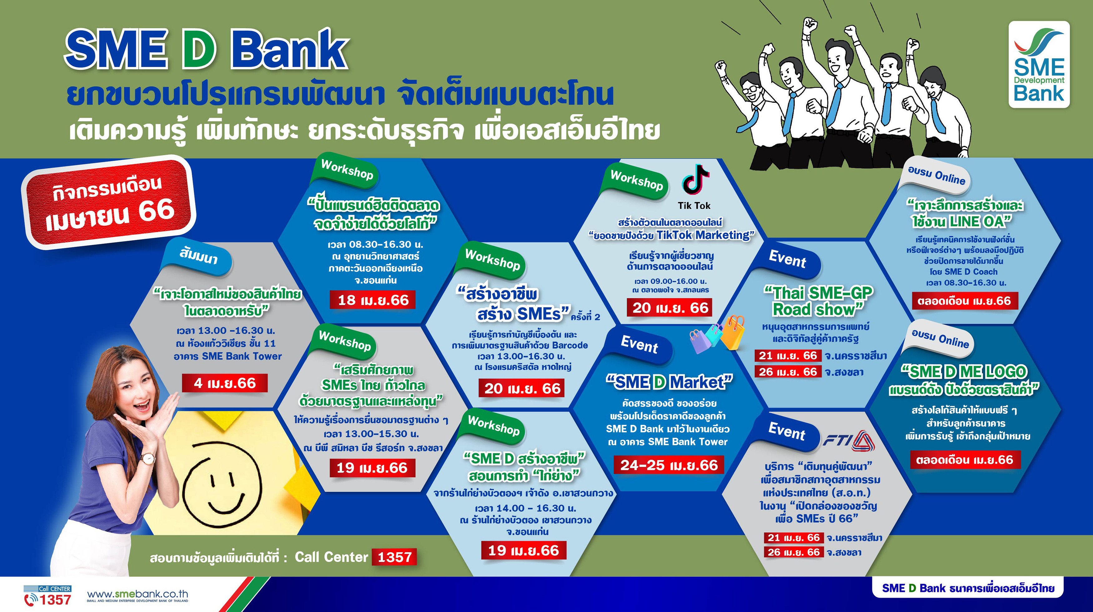 SME D Bank จัดเต็มโปรแกรมพัฒนาเสริมแกร่งเอสเอ็มอีไทย ตลอดเดือน เม.ย.66