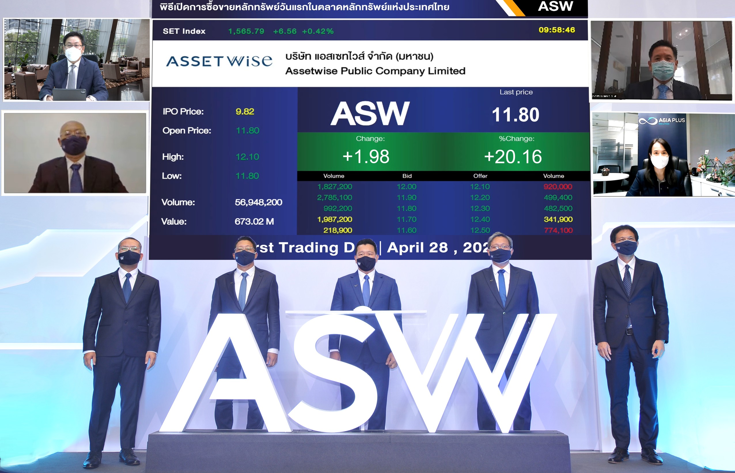 ASW คึกคัก เข้าเปิดเทรด 11.80 บาท เพิ่มขึ้น 20.16 %