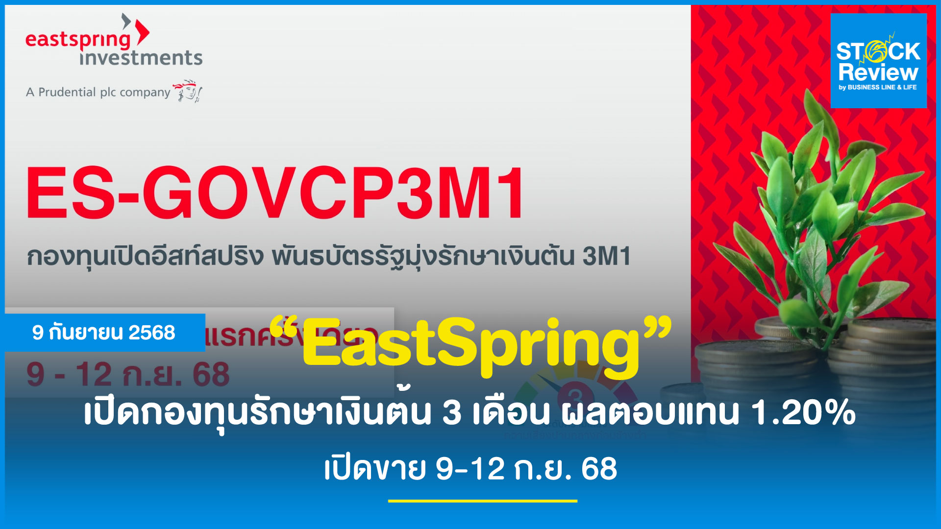 EastSpring เสิร์ฟกองทุน 3 เดือน Yield 1.20%