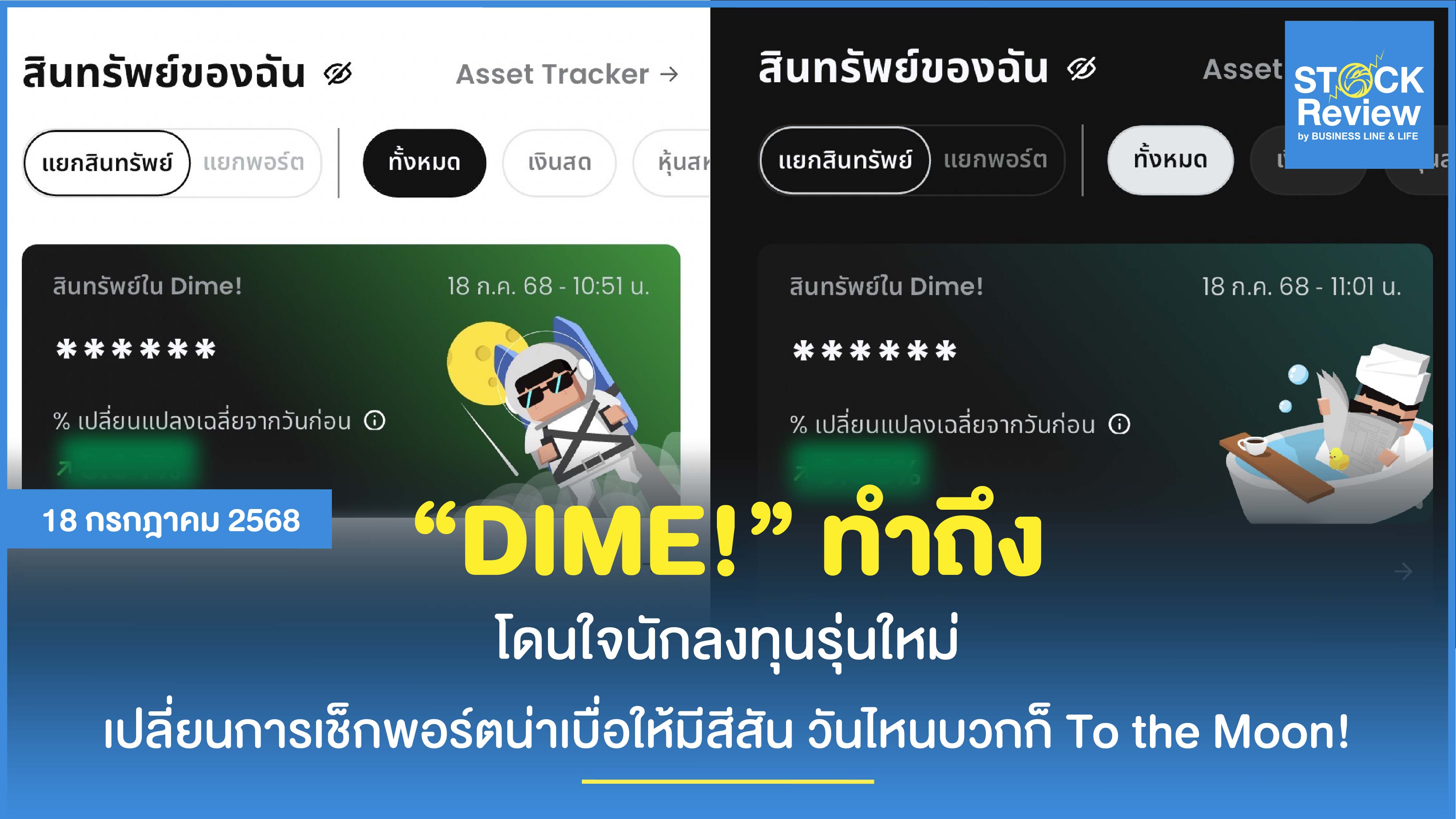 DIMEโดนใจนักลงทุนรุ่นใหม่ เปลี่ยนการเช็กพอร์ตน่าเบื่อให้มีสีสัน วันไหนบวกก็ To the Moon