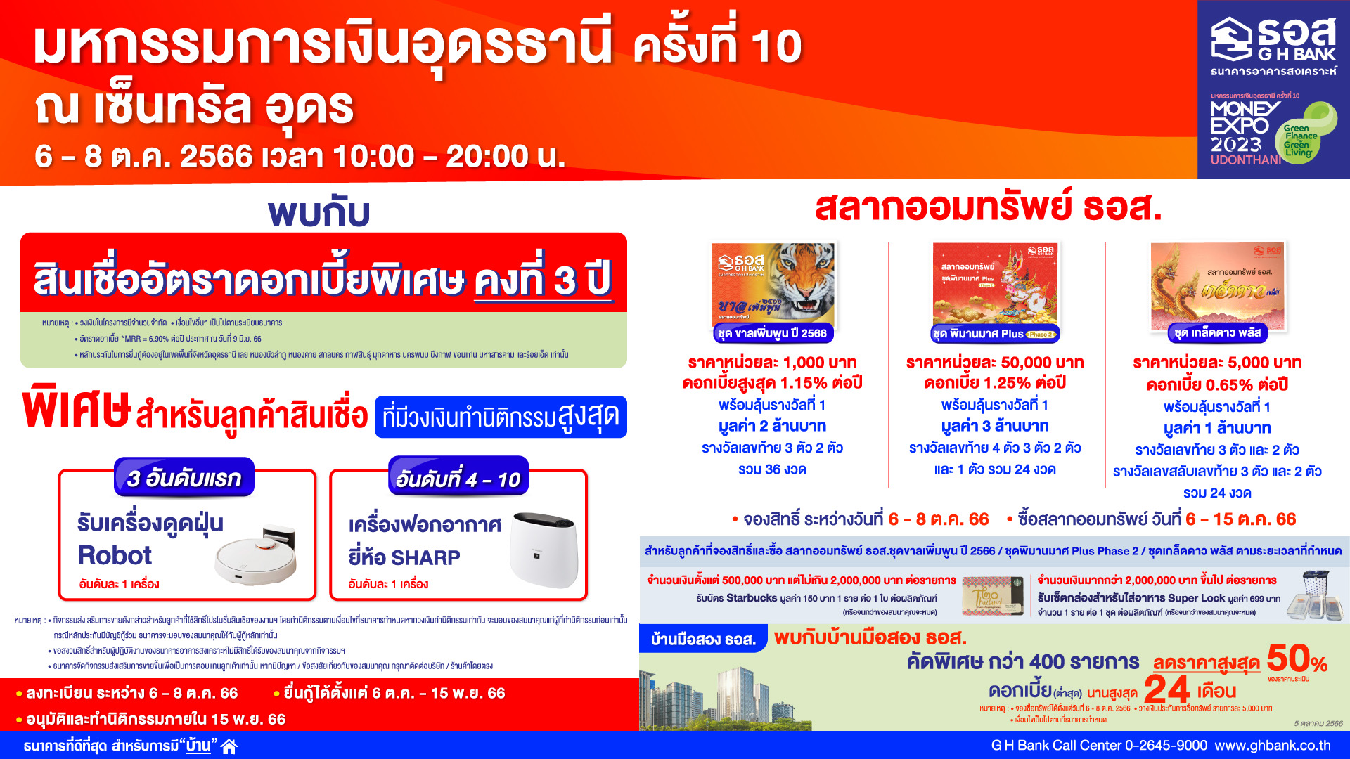 ธอส. ร่วมงานมหกรรมการเงินอุดรธานี ครั้งที่ 10 จัดโปรสินเชื่อบ้านดอกเบี้ยต่ำ 6 เดือนแรก 0.70% ต่อปี